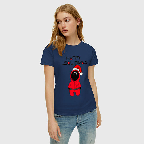 Женская футболка HAPPY SQUIDMAS / Тёмно-синий – фото 3