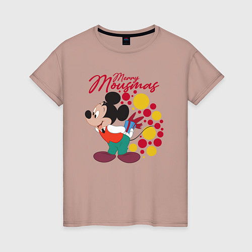 Женская футболка Mickey Merry Mousmas / Пыльно-розовый – фото 1