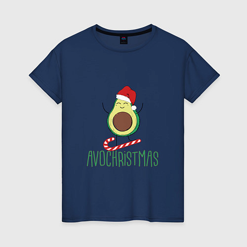 Женская футболка AVOCHRISTMAS AVOCADO / Тёмно-синий – фото 1