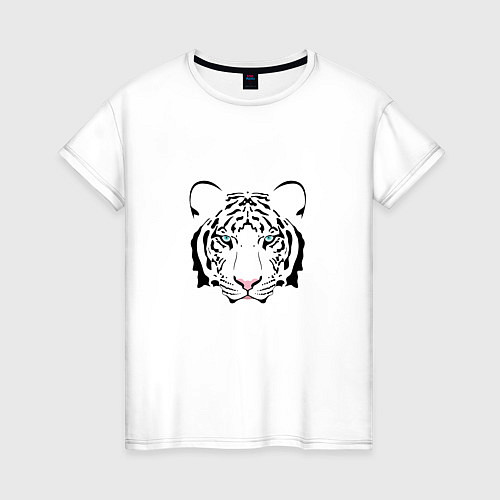 Женская футболка Тигр смотрит на тебя / Белый – фото 1