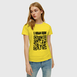 Футболка хлопковая женская С НОВЫМ КОДОМ - QR КОД КЮАР КОД, цвет: желтый — фото 2
