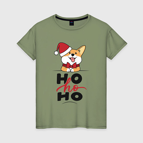 Женская футболка Corgi Ho ho Ho / Авокадо – фото 1