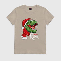 Футболка хлопковая женская T-rex Merry Roar, цвет: миндальный