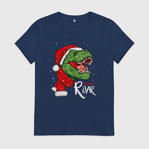 Женская футболка T-rex Merry Roar / Тёмно-синий – фото 1