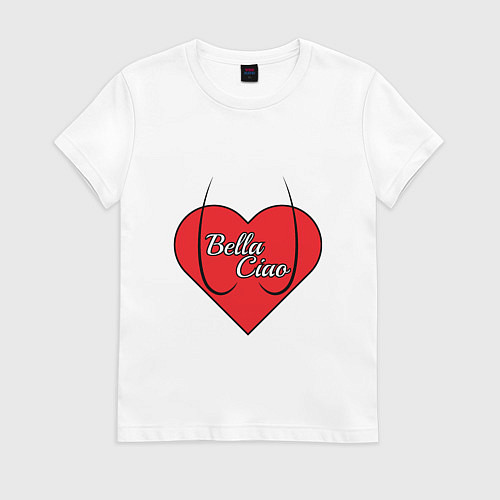 Женская футболка Сердце Белла Чао / Белый – фото 1
