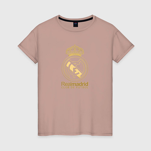 Женская футболка Real Madrid gold logo / Пыльно-розовый – фото 1