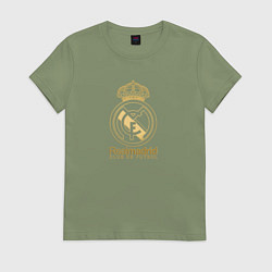 Футболка хлопковая женская Real Madrid gold logo, цвет: авокадо
