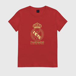 Футболка хлопковая женская Real Madrid gold logo, цвет: красный