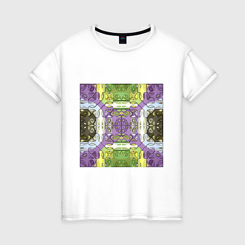 Женская футболка Коллекция Фрактальная мозаика Фиолетово-зеленый Кв / Белый – фото 1