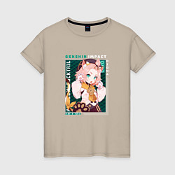 Женская футболка Диона Diona милый котенок, Genshin Impact