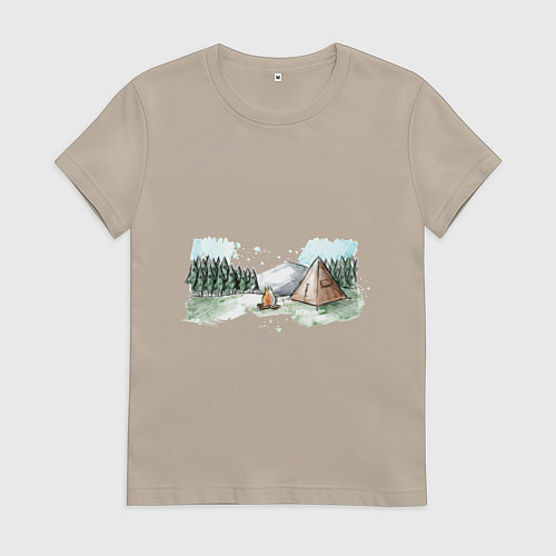 Женская футболка Поход в горы / Миндальный – фото 1