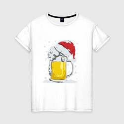 Женская футболка Новогодняя кружка пивасика