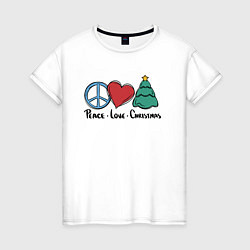 Женская футболка Peace Love and Christmas