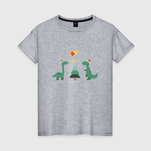 Женская футболка Динозаврики и елка / Меланж – фото 1