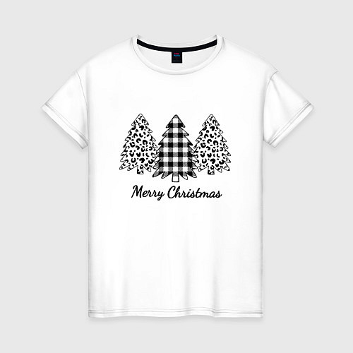 Женская футболка Merry Christmas три Ёлки / Белый – фото 1