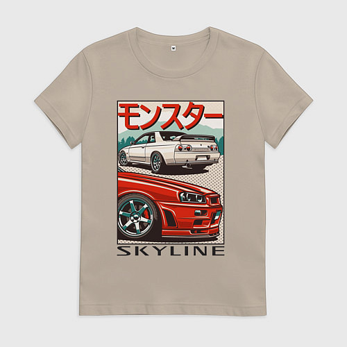Женская футболка Nissan Skyline Ниссан Скайлайн / Миндальный – фото 1