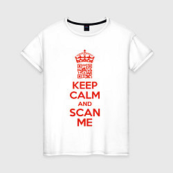 Женская футболка Keep calm and scan me - fuck off