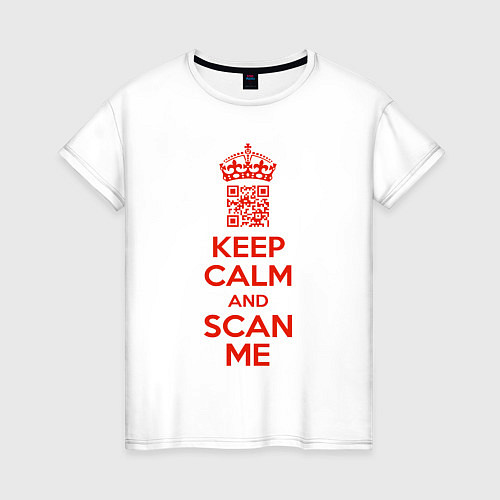 Женская футболка Keep calm and scan me - fuck off / Белый – фото 1