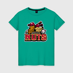 Футболка хлопковая женская Modesto Nuts -baseball team, цвет: зеленый