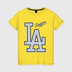 Футболка хлопковая женская Los Angeles Dodgers - baseball team, цвет: желтый