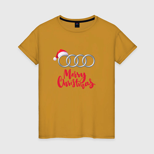 Женская футболка AUDI MERRY CHRISTMAS / Горчичный – фото 1