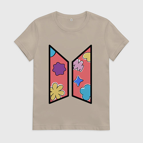 Женская футболка BTS Permission To Dance КОНФЕТКИ / Миндальный – фото 1