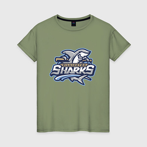 Женская футболка Wilmington sharks -baseball team / Авокадо – фото 1