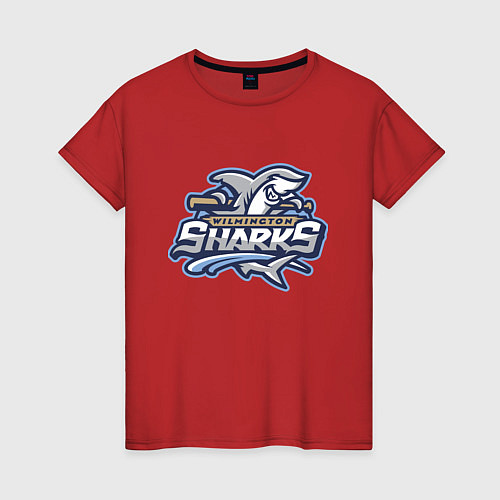 Женская футболка Wilmington sharks -baseball team / Красный – фото 1