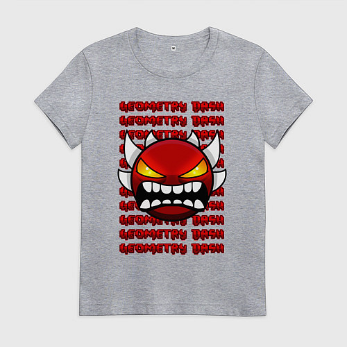 Женская футболка GEOMETRY DASH КРАСНЫЙ ОГНЕННЫЙ ДЕМОН / Меланж – фото 1