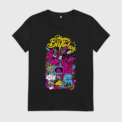 Женская футболка Happy Birthday to you! / Черный – фото 1