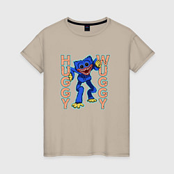 Футболка хлопковая женская Huggy Wuggy Poppy 02, цвет: миндальный