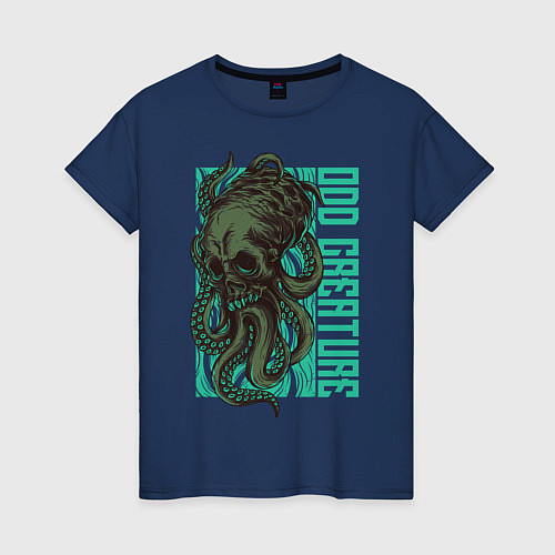 Женская футболка Осьминог с черепом / Тёмно-синий – фото 1