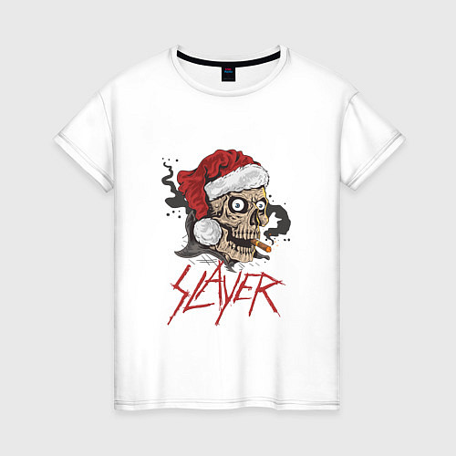 Женская футболка SLAYER SKULL SANTA NEW YEAR / Белый – фото 1