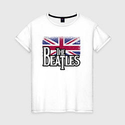 Футболка хлопковая женская The Beatles Great Britain Битлз, цвет: белый