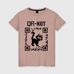 Женская футболка QR кот КОТИК