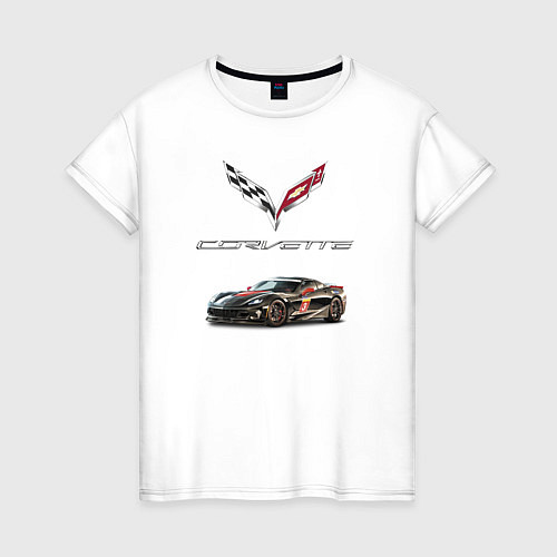 Женская футболка Chevrolet Corvette - Motorsport racing team / Белый – фото 1