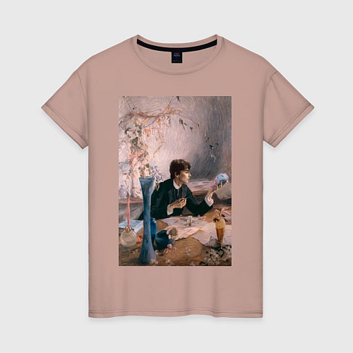 Женская футболка Тимоти Шаламе картина художник / Пыльно-розовый – фото 1