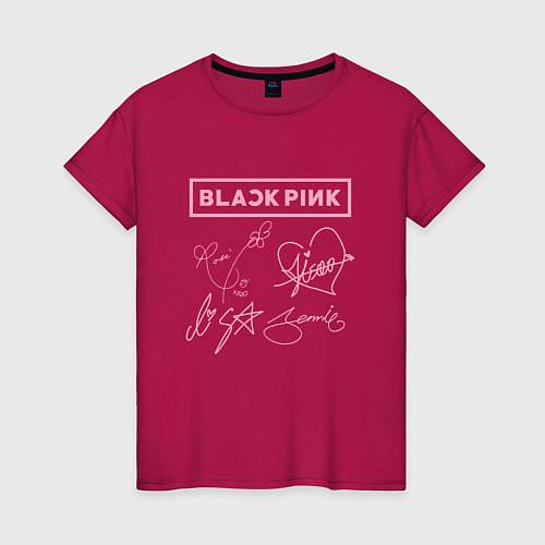 Женская футболка BLACKPINK АВТОГРАФЫ БЛЭКПИНК / Маджента – фото 1
