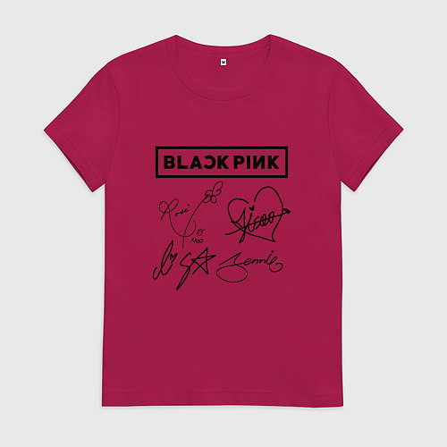 Женская футболка BLACKPINK АВТОГРАФЫ ЧЁРНЫЙ БЛЭКПИНК / Маджента – фото 1