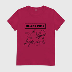 Женская футболка BLACKPINK АВТОГРАФЫ ЧЁРНЫЙ БЛЭКПИНК