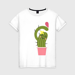 Женская футболка Пара милого кактуса с сердечком