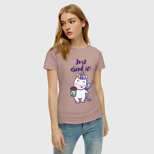 Женская футболка Just drink it! / Пыльно-розовый – фото 3