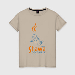Футболка хлопковая женская Senior Shawa Developer, цвет: миндальный