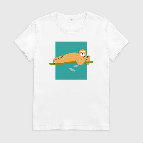 Женская футболка Яркий ленивец серия третий / Белый – фото 1