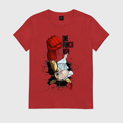 Футболка хлопковая женская Saitama One Punch, цвет: красный
