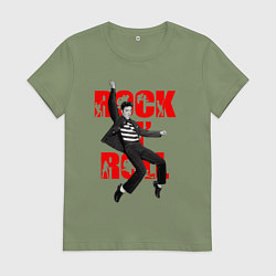 Футболка хлопковая женская Rokc n roll king, цвет: авокадо
