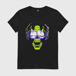 Женская футболка Neon skull - music lover