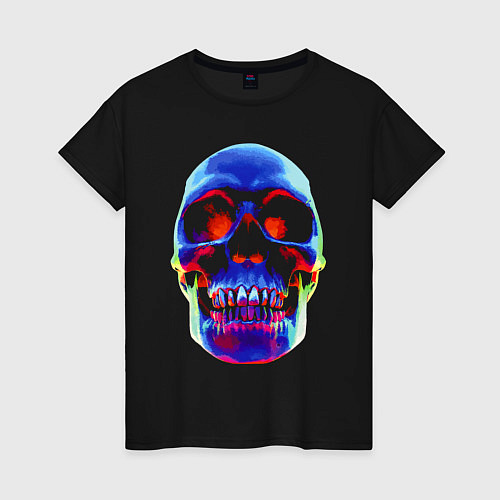 Женская футболка Cool neon skull / Черный – фото 1