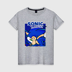 Футболка хлопковая женская Sonic Adventure Sonic, цвет: меланж