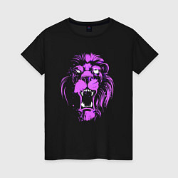 Футболка хлопковая женская Neon vanguard lion, цвет: черный